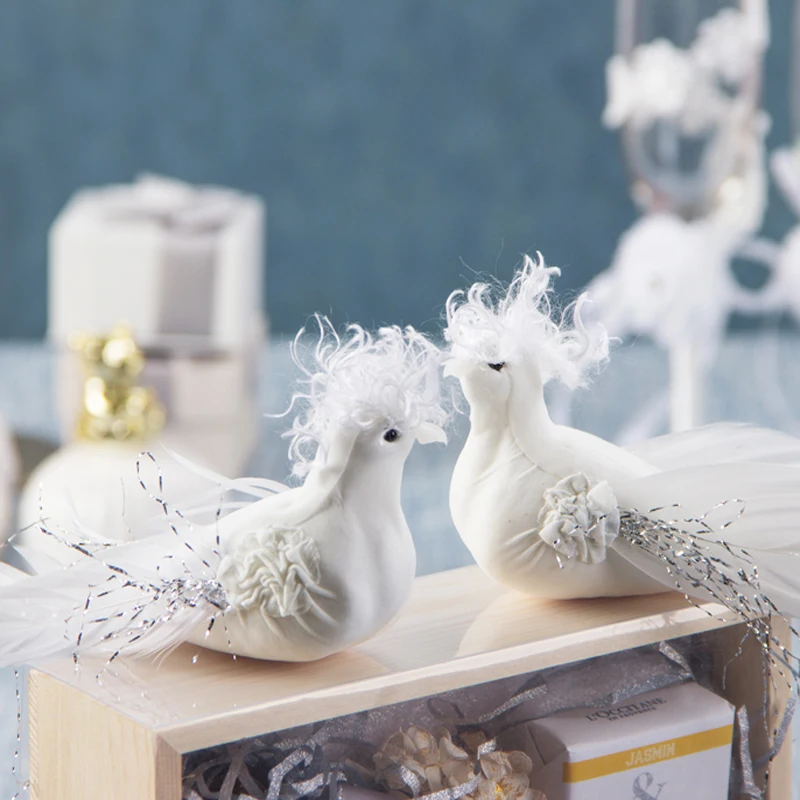 Милые декоративные Голубки 2 шт. искусственные с белыми перьями маленькие белые