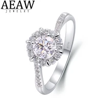 Twist Style 0.8ct 6mm Round Excellent Cut Moissanite Engagement Halo Ring Real 18k White Gold Pass Diamond Tester