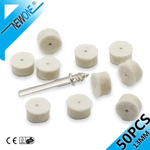 Набор шлифовальных и полировальных колес из шерсти и войлока 13 мм, 50 шт., оправка 12 дюйма для вращающихся инструментов, обработка поверхности, полировка