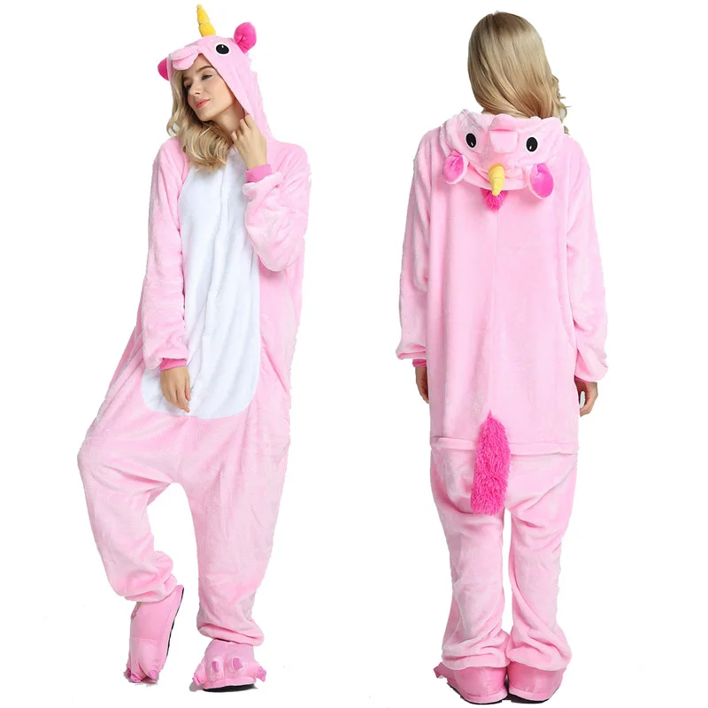 Pink Tenma Рождество Пижамы Для Женщин Теплый Сгущает Зиму Пижамы Kigurumi Единорог Пижамы Синий Стежка Животных Симпатичные С Капюшоном Унисекс Взрослых Домашней Одежды - Цвет: Pink Tenma