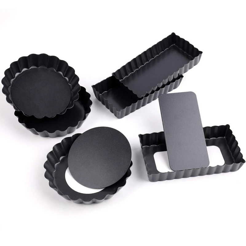 6 упаковок мини противни для пирога круглая и прямоугольная антипригарная