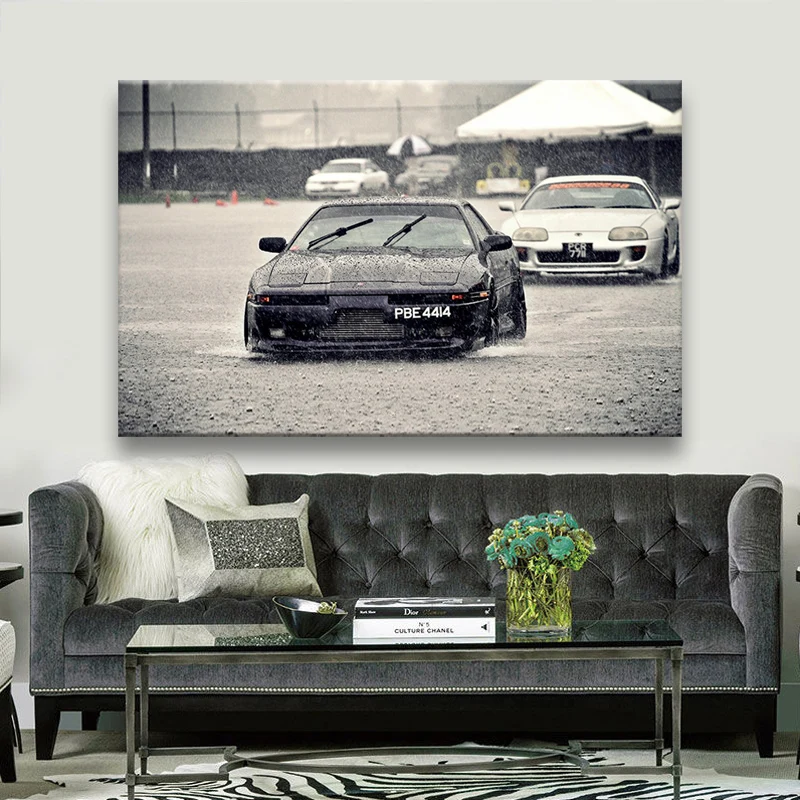 

Classic old car JDM Toyota Supra poster home decoration painting hanging painting living room office Cuadros canvas
