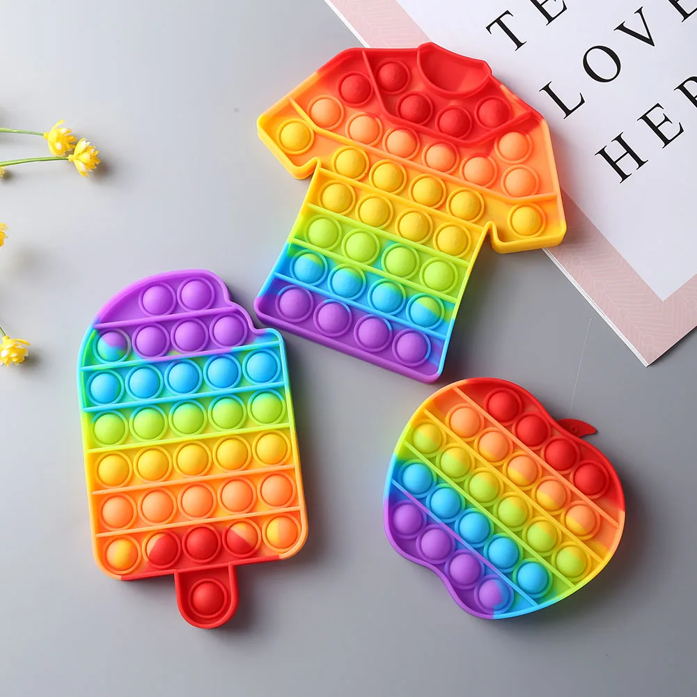 

Silicone Rainbow Anti Stress Autism Push Bubble Sensory Educational Children Toy Pressure Reduction Fun Creative Gifts