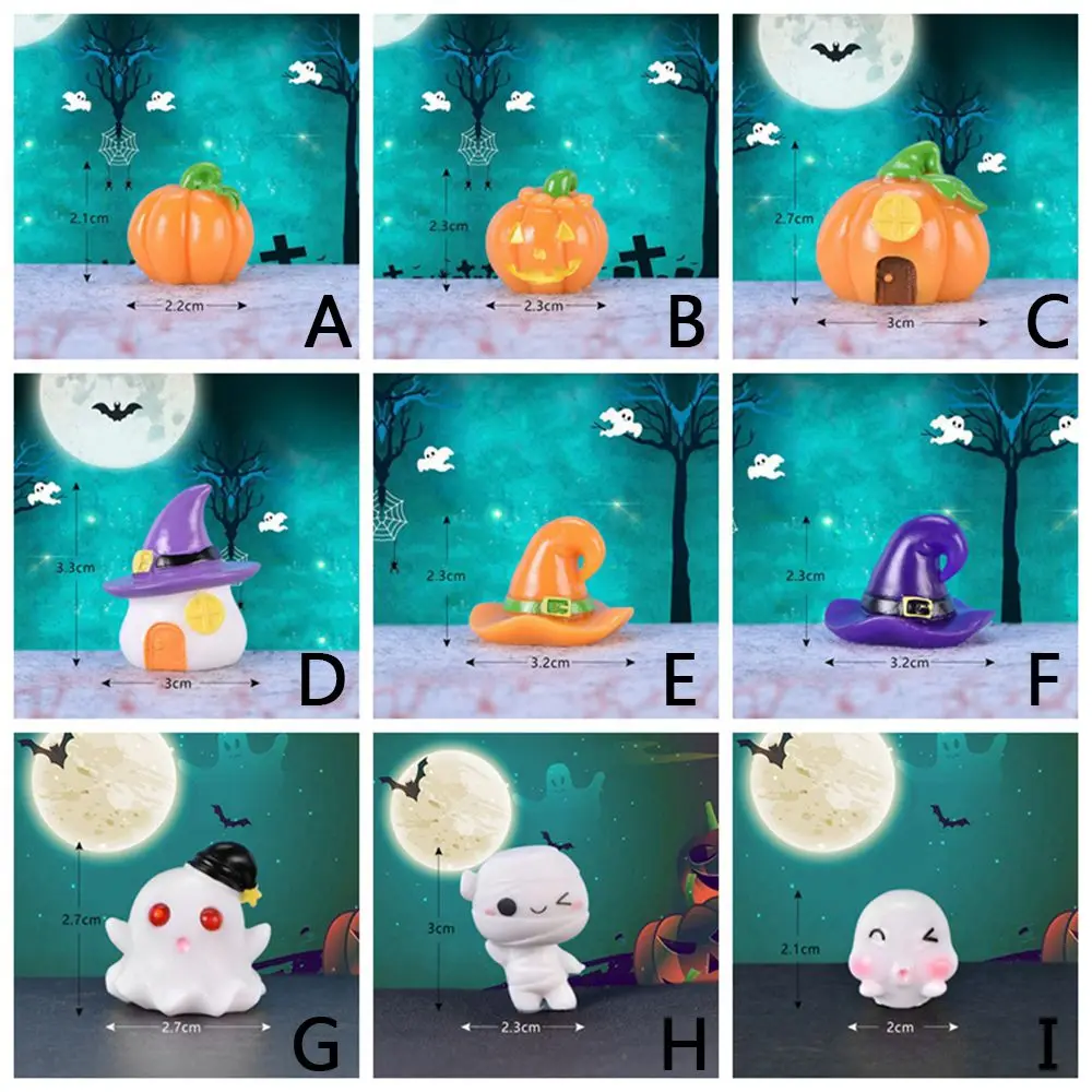 Minidecoraci&oacute;n de Halloween, murci&eacute;lago en miniatura, calabaza, fantasma, Ara&ntilde;a, decoraci&oacute;n de resina, adornos, accesorios para casa de mu&ntilde;ecas-4