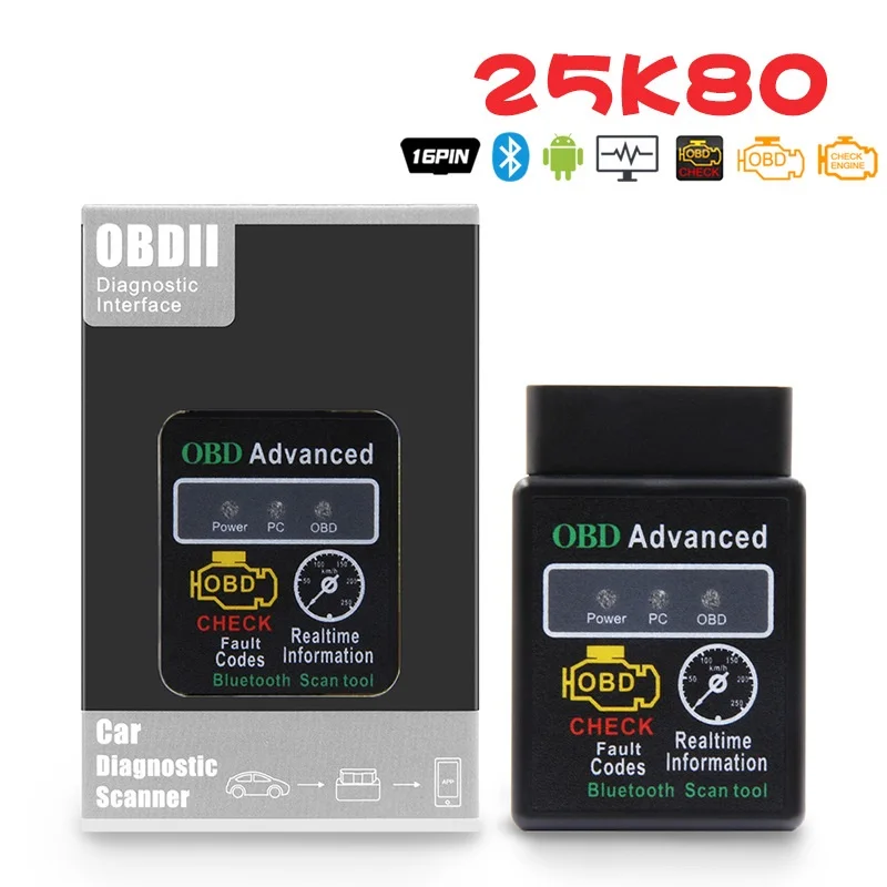 ELM327 автомобильный OBD2 Bluetooth диагностический чип сканера 25K80 версия 1 5 HH OBD