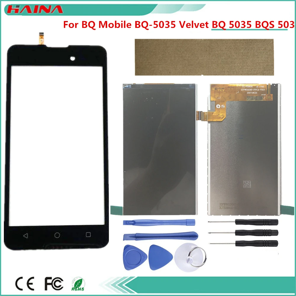 ЖК дисплей и дигитайзер сенсорного экрана с лентой для мобильных телефонов BQ 5035