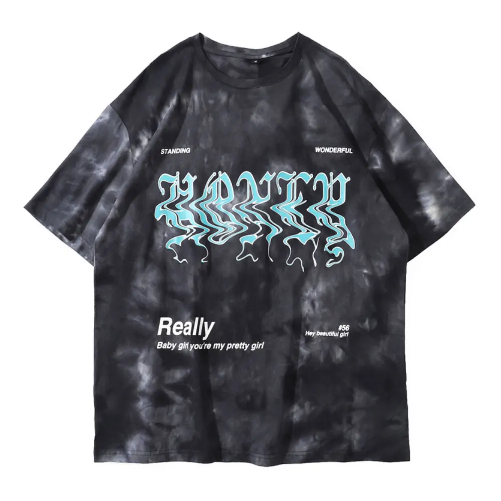 

Футболка с надписью Tie Dye, креативный летний топ с коротким рукавом, Повседневная рубашка