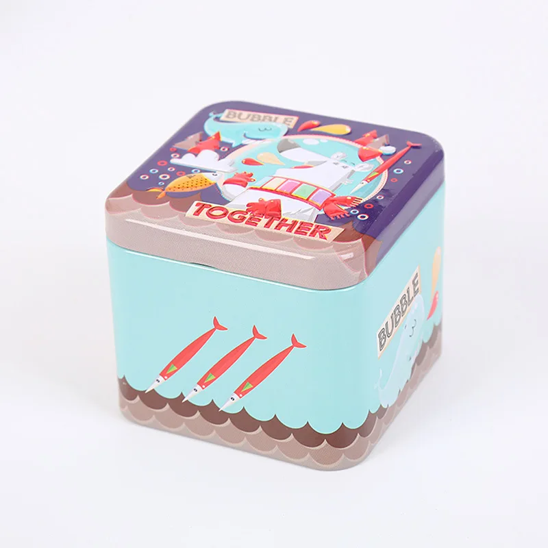 Рождественская жестяная коробка квадратная для хранения конфет печенья