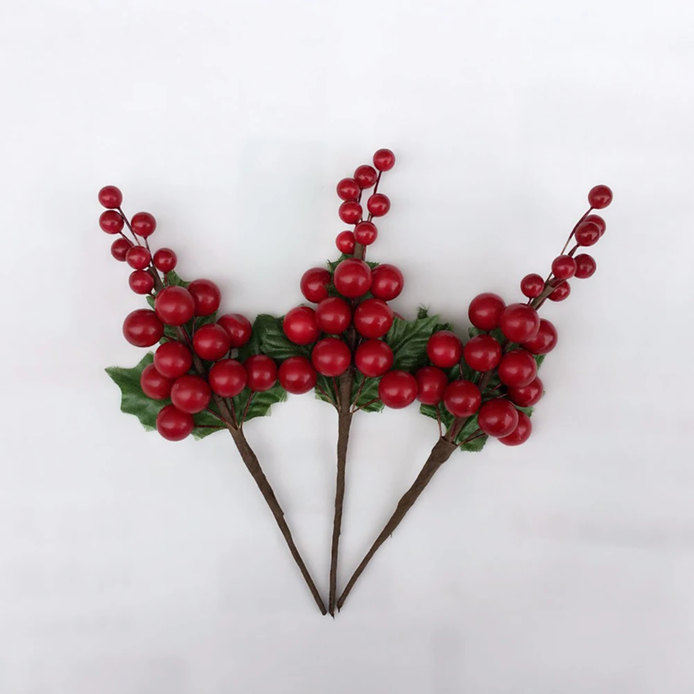 1/5 шт искусственные растения DIY имитация красных ягод ветка Рождественское