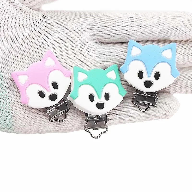 Chenkai-mordedor de zorro de silicona sin BPA para beb&eacute;, chupete de Animal para beb&eacute;, juguete sensorial, accesorios de regalo, 5 piezas-2