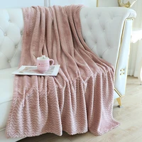 pink flannel fleece blanket home throw super soft warm pet solid bedsharpe wave pattern