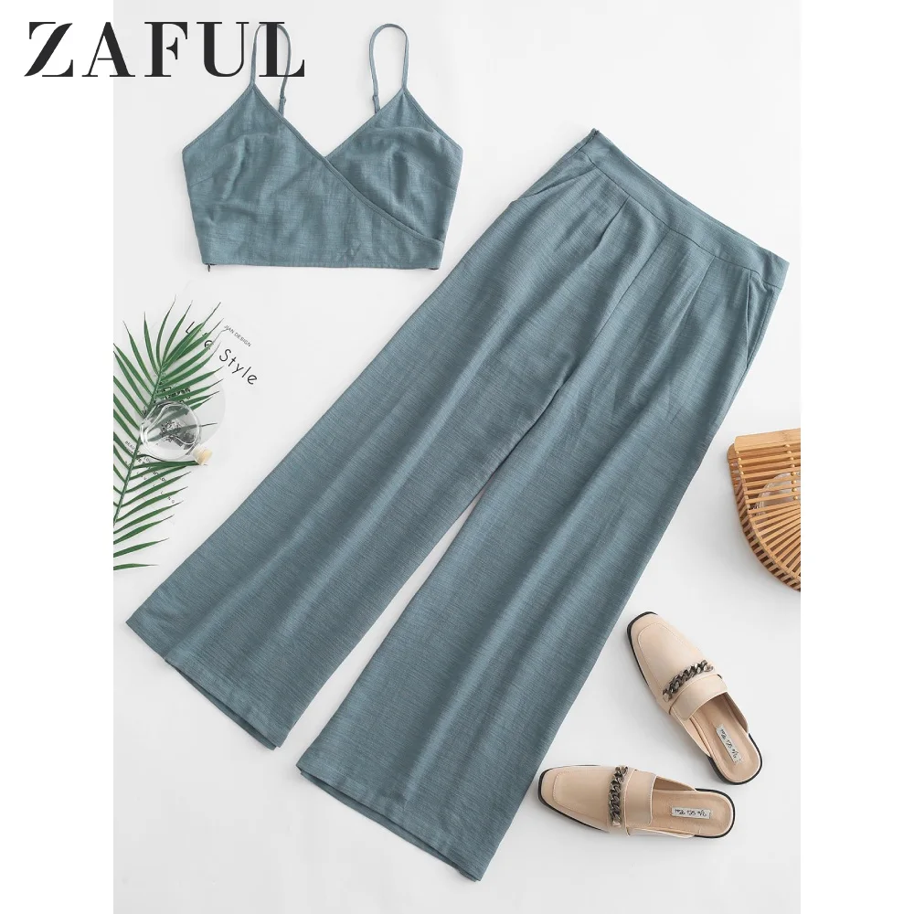 Женский комплект из двух предметов с топом на бретельках ZAFUL прямые короткие