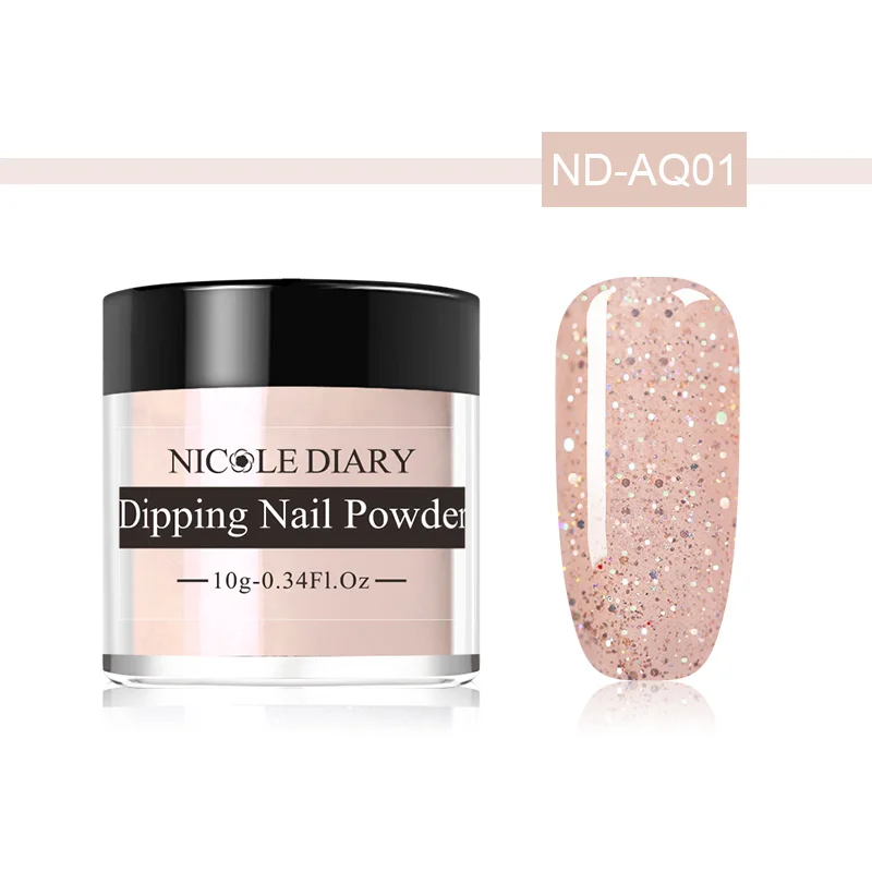 ND-AQ01 NICOLE DIARY 10 г Dip набор пудры для ногтей голографические блестки окунание порошок для ногтей сверкающий дизайн ногтей украшение без УФ лампы лечения - Цвет: ND-AQ01