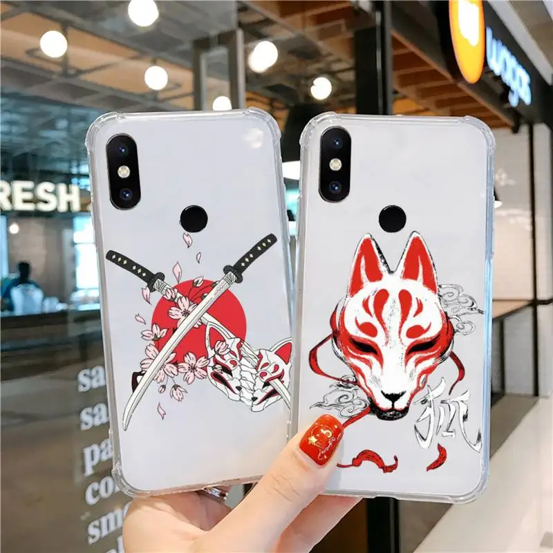 

mascara kitsune phone cases Transparent for xiaomi Redmi note k 7 6 40 9 6 5 10 11 A T se pro lite ultra smart phone case