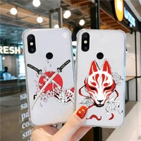 mascara kitsune phone cases transparent for xiaomi redmi note k 7 6 40 9 6 5 10 11 a t se pro lite ultra smart phone case