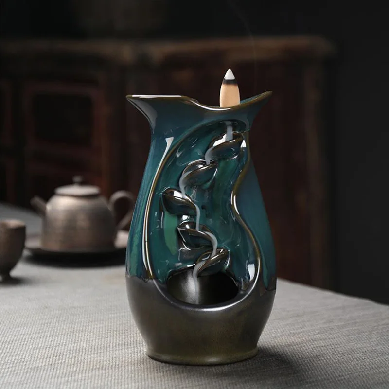 vase Курильница для благовоний горелка Керамическая горелка для благовоний принадлежности для копченого сандалового дерева украшения для дома вокруг источника - Цвет: vase