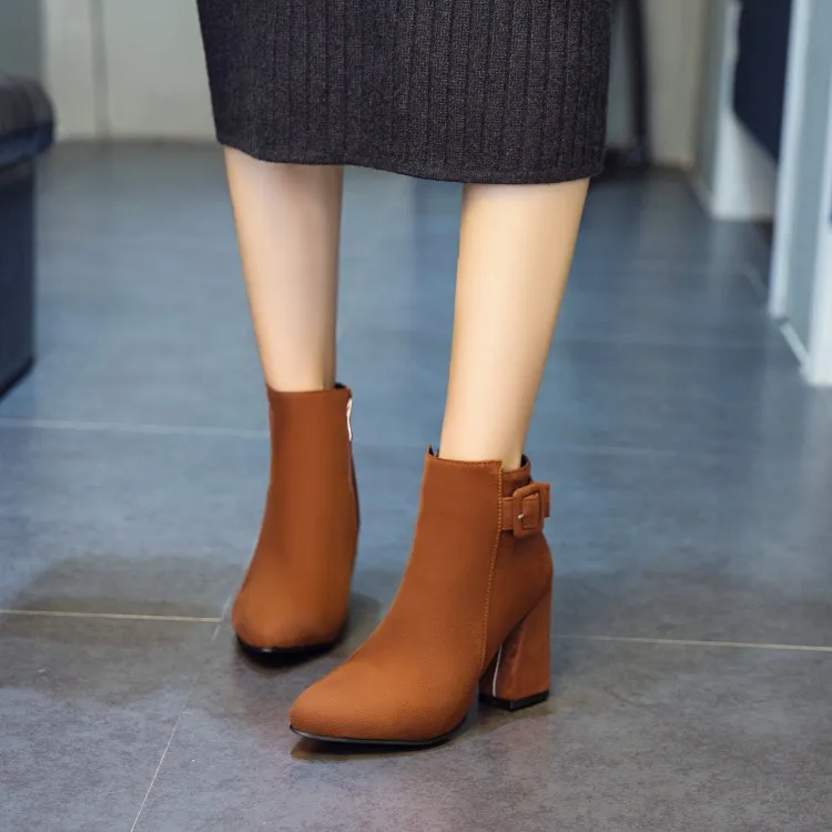 Женские ботильоны с острым носком ботинки больших размеров 11 12 обувь на толстой