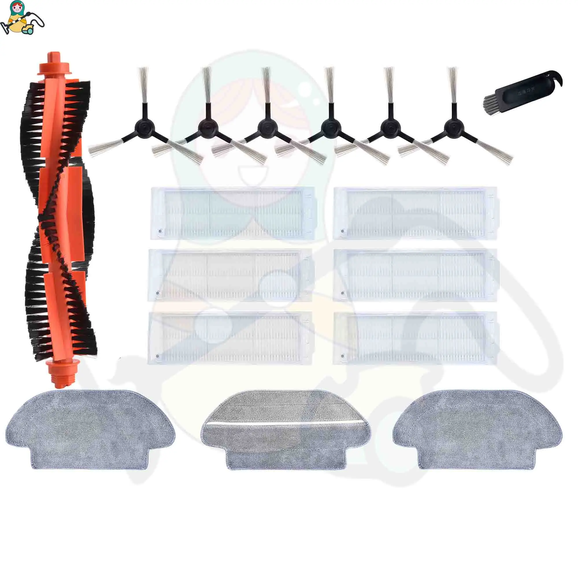 YM-COM-17PK-RED Тряпичная тряпка HEPA фильтр роликовая щетка для Viomi V2 PRO фильтр V-RVCLM21B Mijia STYJ02YM Cecotec Conga 3490 запчасти - Цвет: YM-COM-17PK-RED