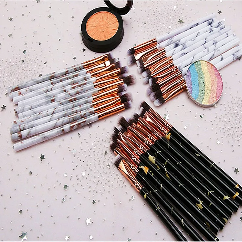 10 шт./компл. Новая косметическая кисть с пластиковой ручкой мраморным узором для