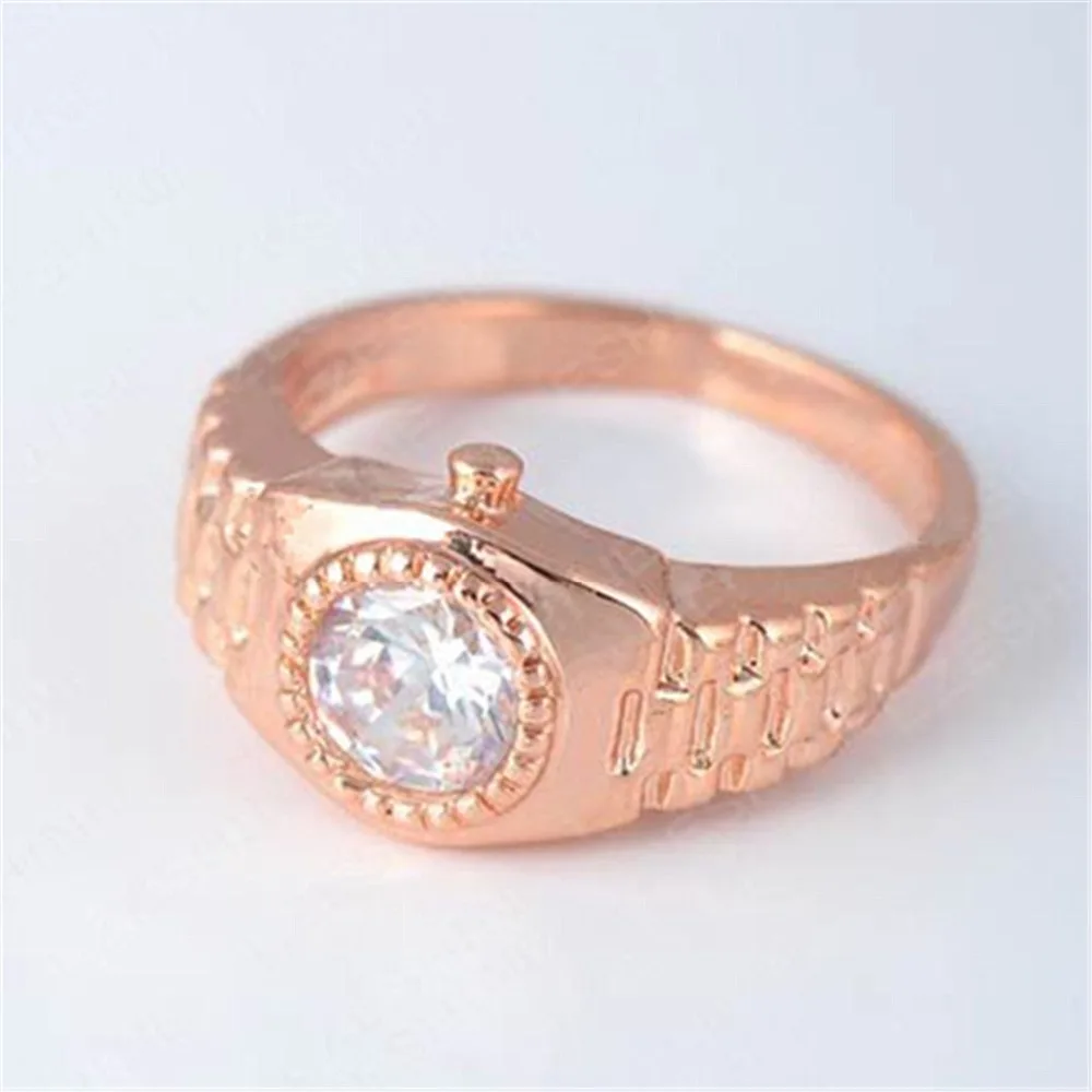 Популярные часы из розового золота кольцо с кристаллами для мужчин и женщин