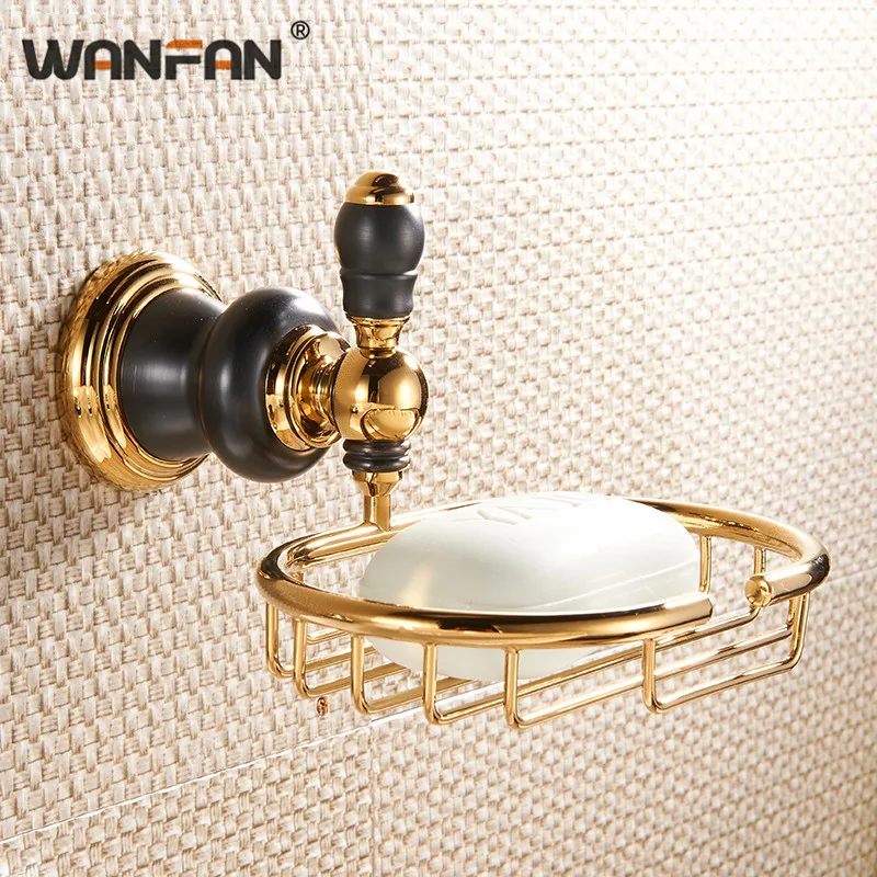 Роскошная золотая настенная мыльница Античная латунная керамика аксессуары для