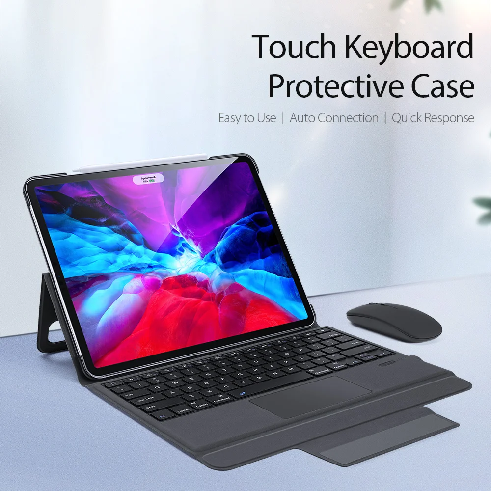 

Keyboard Protective Leather Case For iPad Pro 12.9 2020 Wirless Keyboard Case Quick Response Sturdy Folding Stand DUX DUCIS