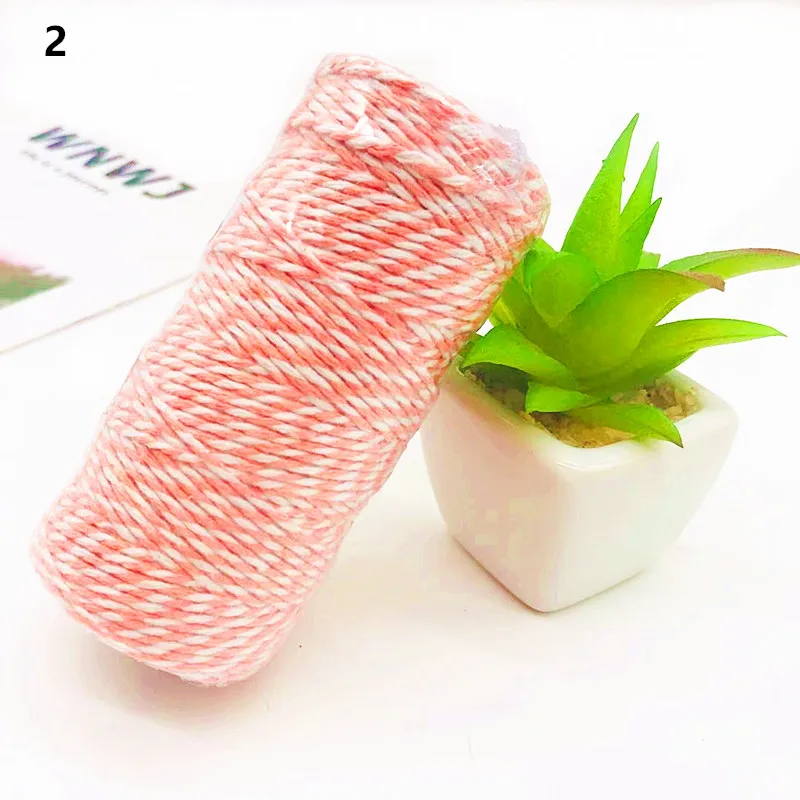 2 Light orange 100 м двухцветная хлопковая веревка декоративная тканая хлопковая веревка 2 мм двухцветная хлопковая веревка 14 цветов веревка для рукоделия - Цвет: 2 Light orange