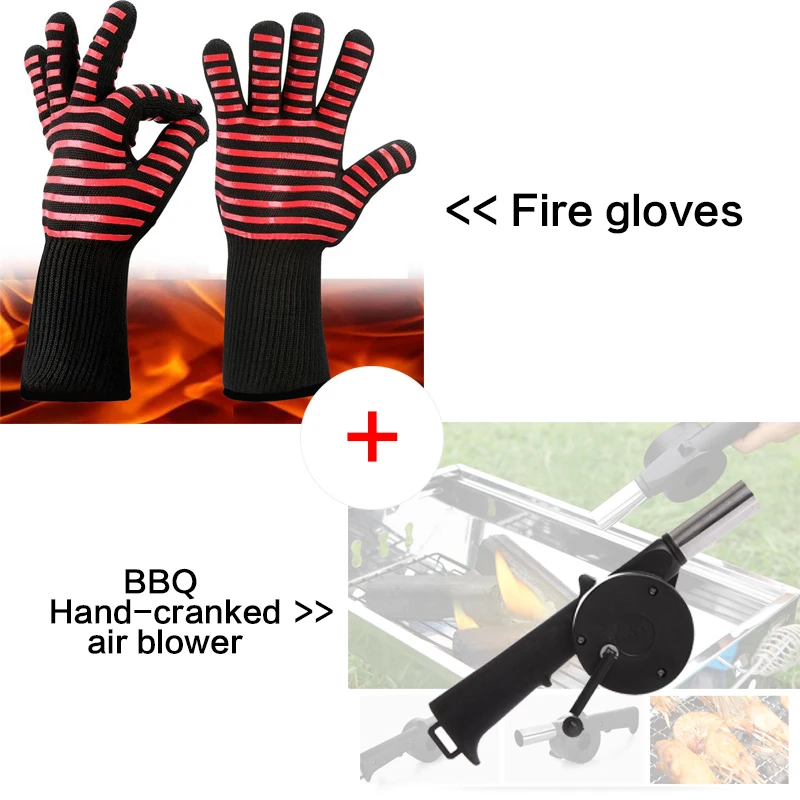 Red Dtripe Blower 1 пара защитных перчаток, огнестойкие перчатки для мужчин, анти-высокая температура, перчатки для барбекю, рабочая микроволновая печь, для барбекю на открытом воздухе, новинка 932F - Цвет: Red Dtripe Blower