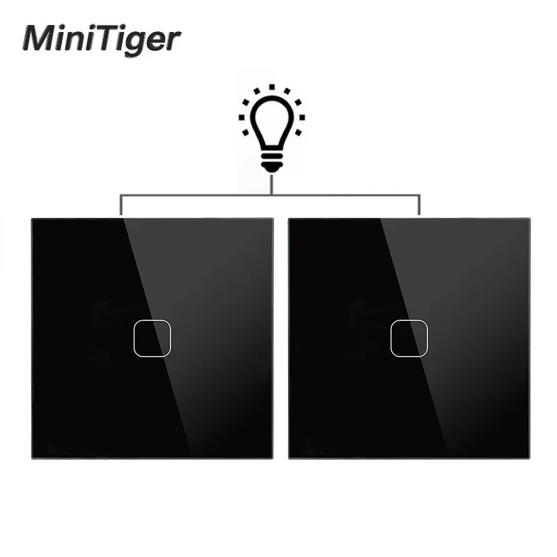 

Minitiger EU Standard Wall Light Touch Switch 1 Gang 2 Way Control Wall Light Touch Screen Switch, Crystal Glass Panel