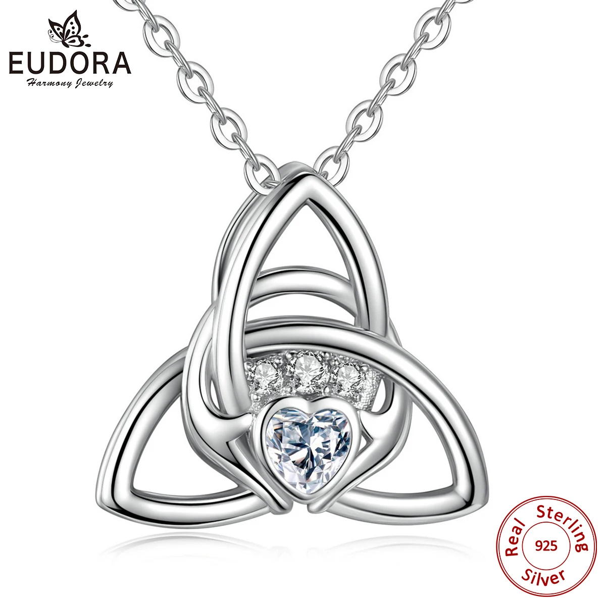 Ожерелье с подвеской EUDORA 925 пробы серебряное модное узлом для женщин ребенка и
