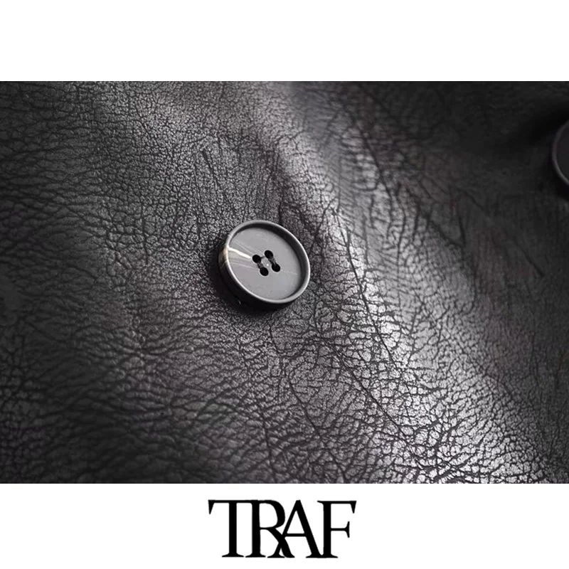 Женское платье из искусственной кожи TRAF винтажное Асимметричное мини-платье с