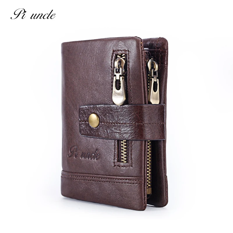 Брендовые мужские кошельки PIUNCLE Rfid Ретро стиль кожа мягкая двойная молния