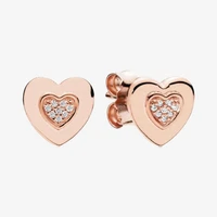 925 sterling silver pan earring rose gold heart shape simple personalized earrings for women wedding gift fashion jewelry
