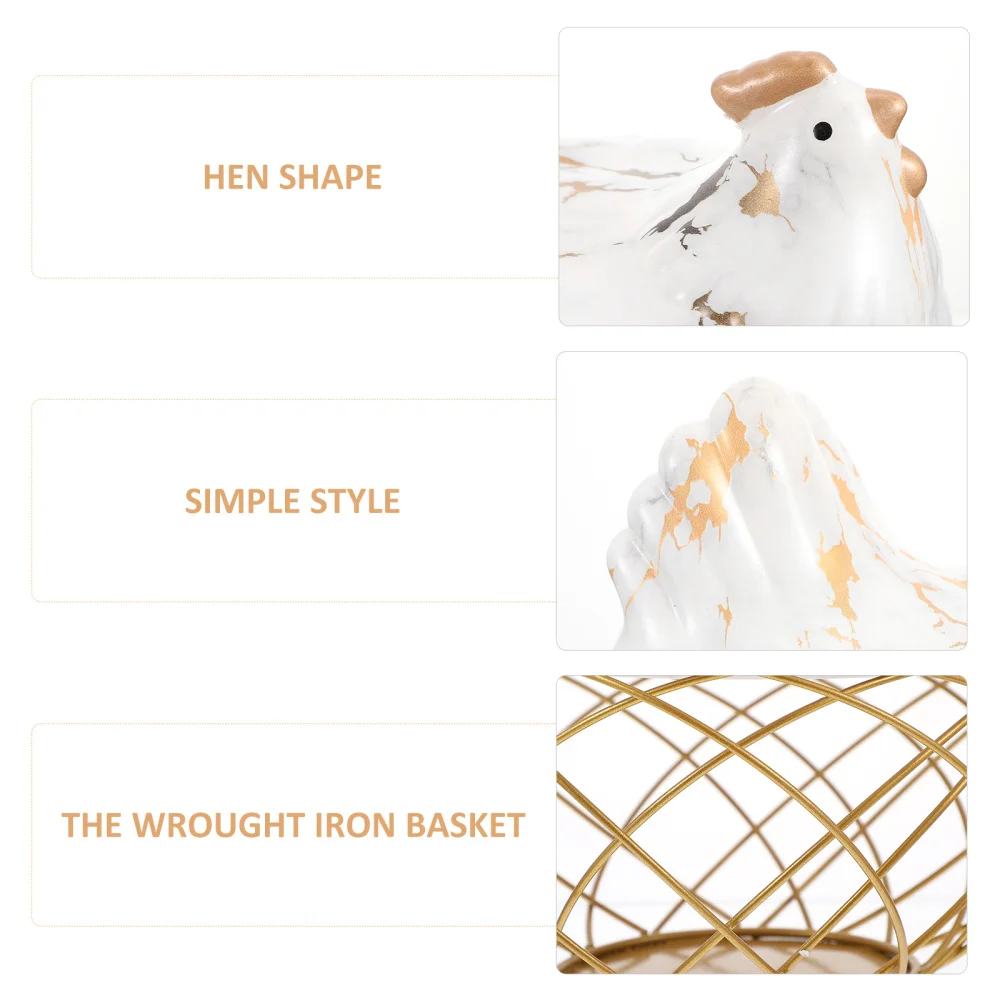 

1Pc Creative Iron Basket Hen Shape Egg Basket Practical Fruit Storage Organizer