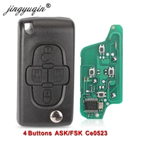 jingyuqin askfsk 433mhz 4 buttons flip floding remote key fob control for peugeot 1007 for citroen c8 va2hu82 blade ce0523