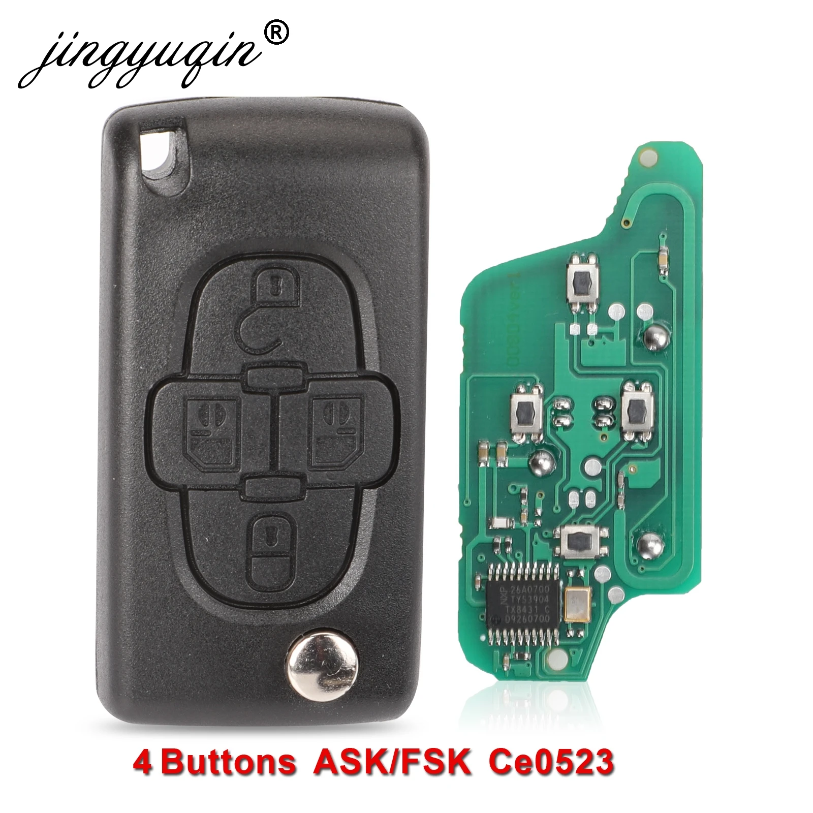 Пульт дистанционного управления jingyuqin ASK/FSK 433 МГц 4 кнопки для Peugeot 1007 Citroen C8 VA2/HU82