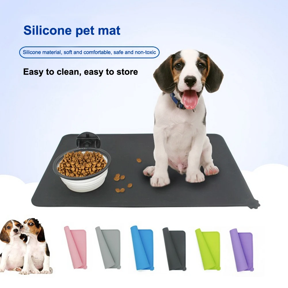

Водонепроницаемый силиконовый коврик для питомцев, однотонный коврик для кормления питомцев, миска для питомцев, подстилка для питья, гряз...
