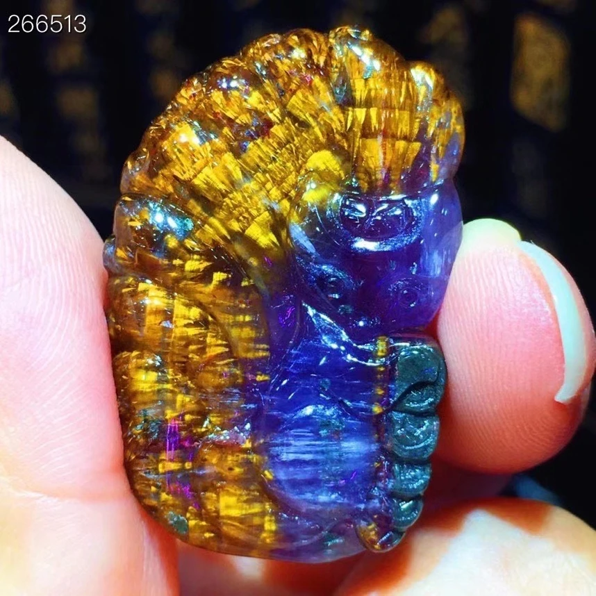 

Natural Cacoxenite Auralite 23 Fox Carved Pendant 32.3x21.3x7.8m Purple Rtuilated Quartz Women Men Canada Crystal Jewelry AAAAA