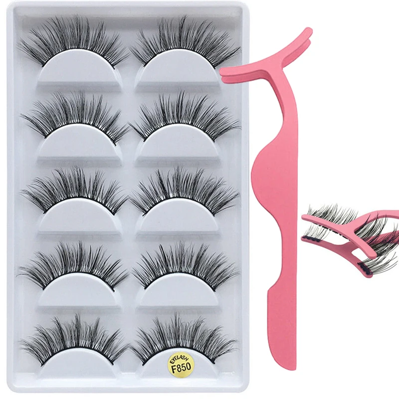 5 пар 3D накладных ресниц с перьями норки густые натуральные накладные ресницы