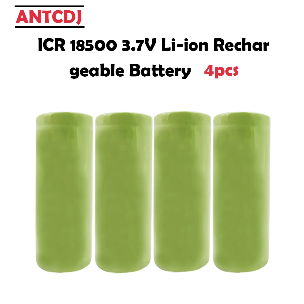 

ANTCDJ 4PCS 18500 2000mAh 3.7V Rechargeable Battery Recarregavel Lithium Li-ion Batteies For LED Flashlight NEW