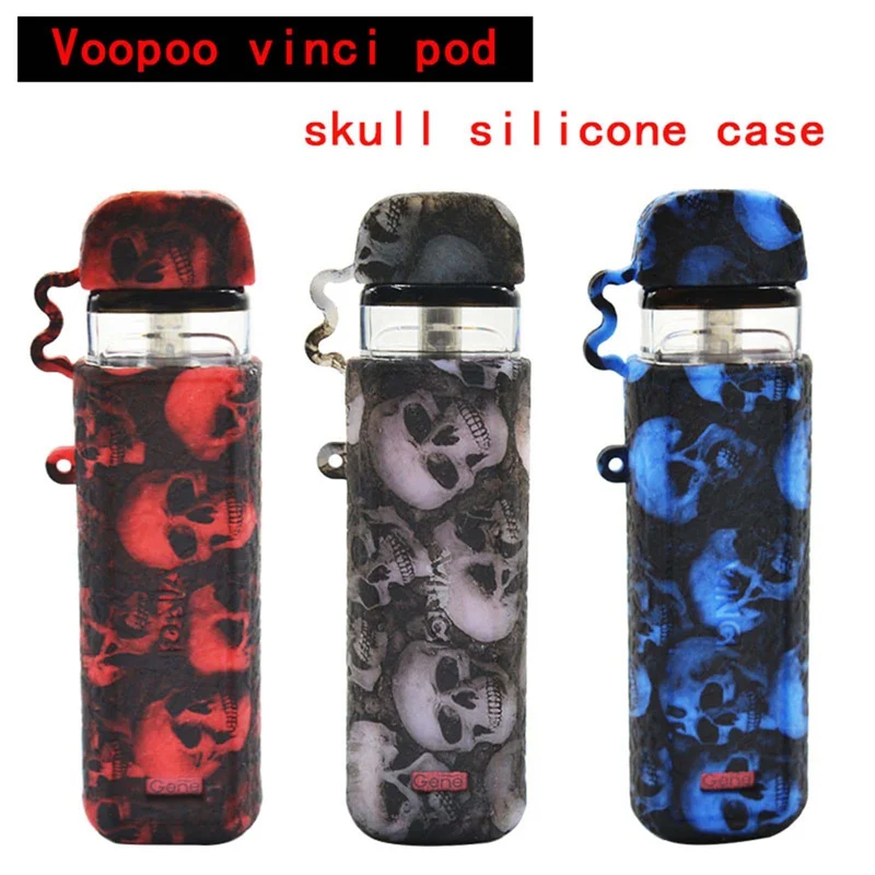 

1Pc Protective Silicone SKull Head Case Cover Skin Decal Wrap For VOOPOO VINCI Pod Kit With Lanyard