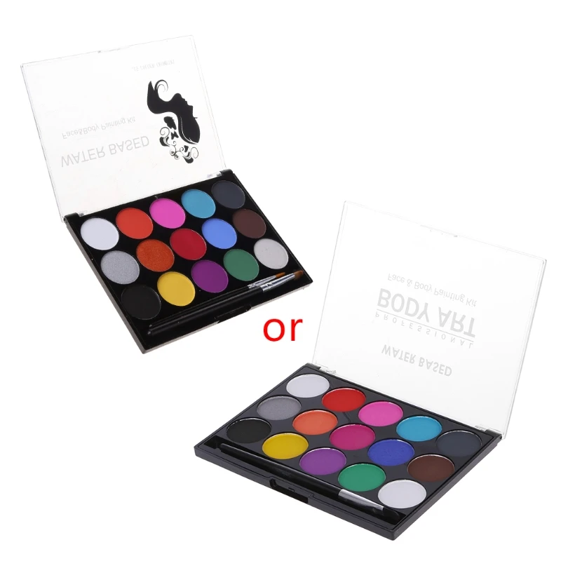 

15 Colors Body Paint Makeup Facial Painting Water Ink Oil Graffiti With Brush 32CA