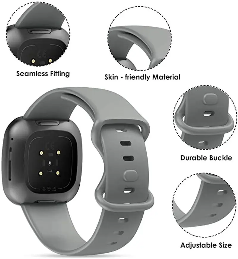 Силиконовый ремешок для Fitbit Versa 3/Sense Смарт-часы с заменой ремешка L/S Браслеты Для