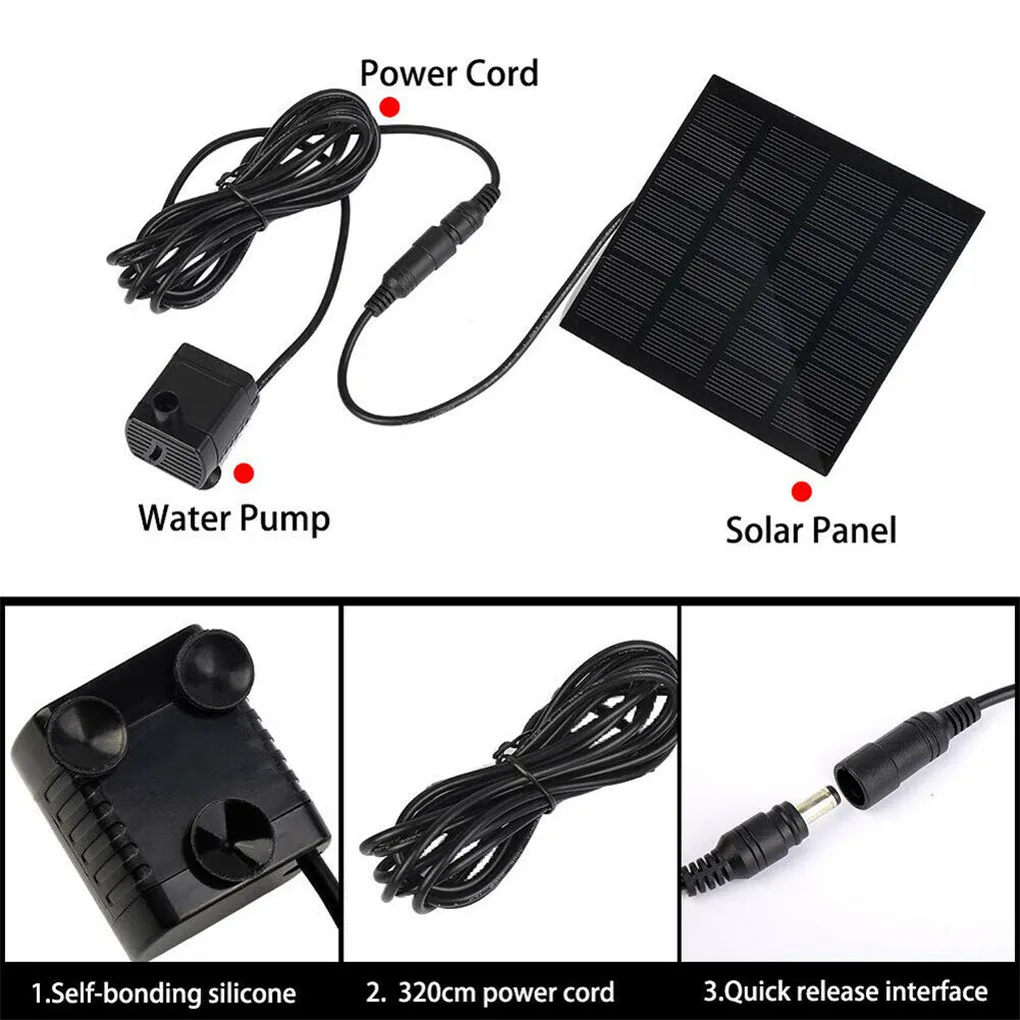 

Solar Powered Water Fountain Pool Pond Wireless Water Sprinkler Sprayer 3 Spray Heads Outdoor Fish Tank Garden Decoration