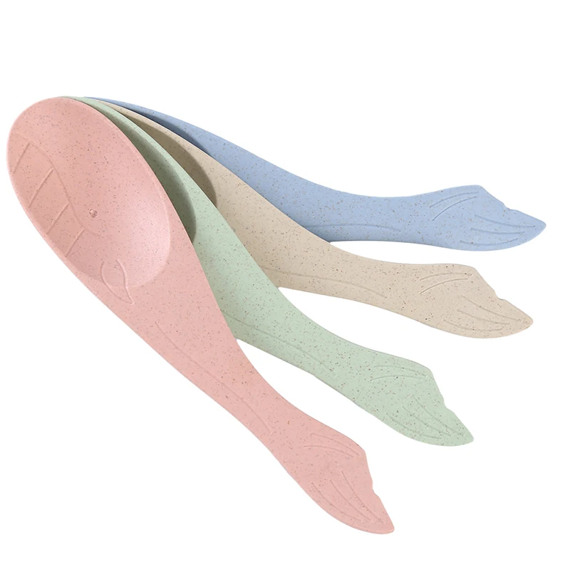 Детская ложка из пшеничной соломы 4 шт./компл. разноцветные безопасные шумовка