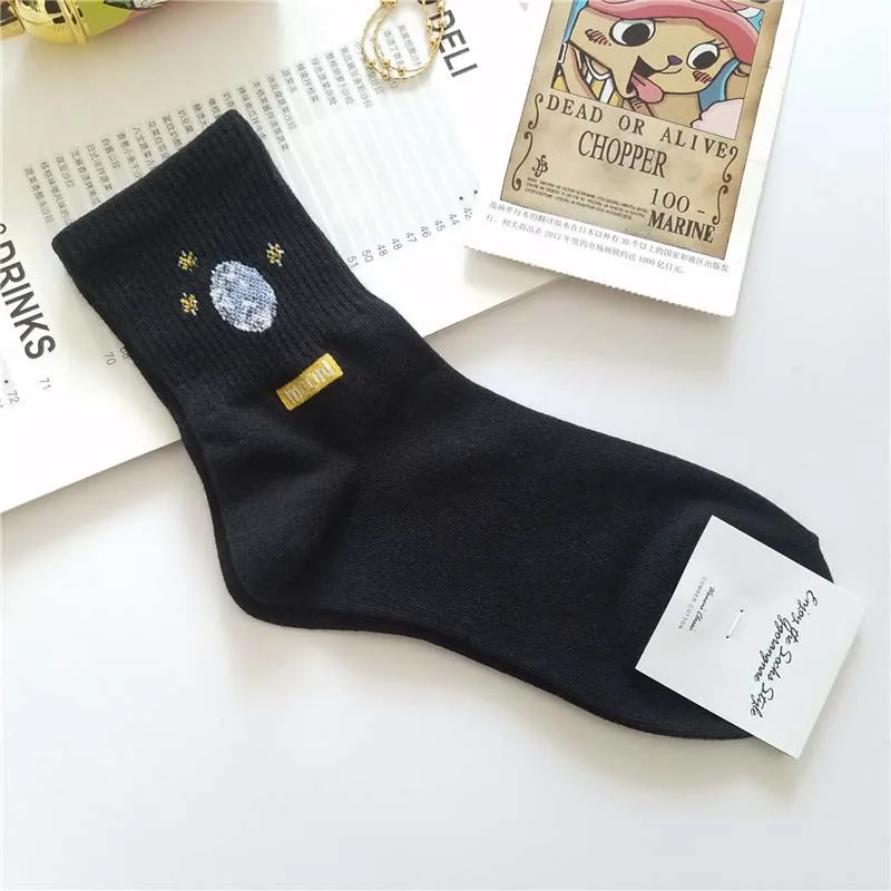 4 New Winter Cotton Women Space Socks Korea Women's Summer Fashion Astronaut Planet Socks Universe Novelty Short Funny Socks - Цвет: 4