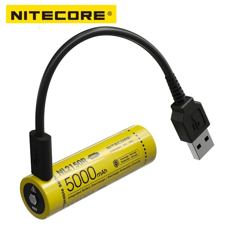 Аккумуляторная литий-ионная батарея NITECORE NL2150R USB-C 5000 мАч 3 6 В 5A для MH12 V2 Nitecore HC35 NEW P30