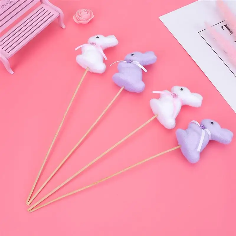 4 шт. флокированные вставки для кроликов фигурки торта имитирующие пасхальные