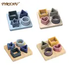 TYRY.HU 5 шт. силиконовые строительные блоки деревянные геометрические натуральные Прорезыватели Силиконовые мягкие складные развивающие игрушки с памятью