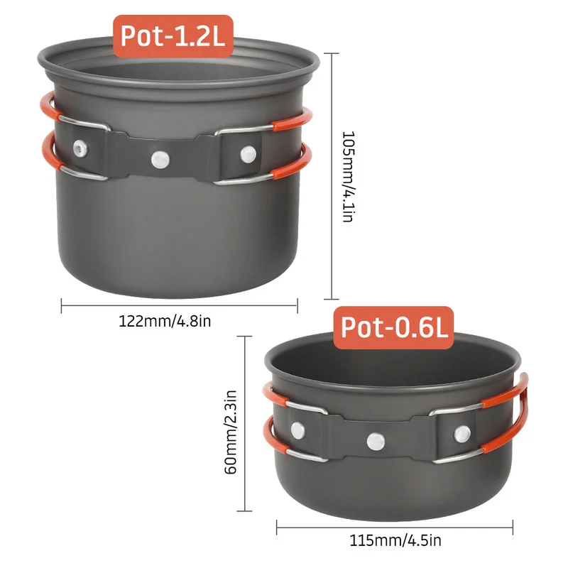 

Outdoor Camping Cookware Set Tableware Cooking Stove Kit Marching Utensils Travel Pan Hiking Picnic Camping Tools for 1-2 Person